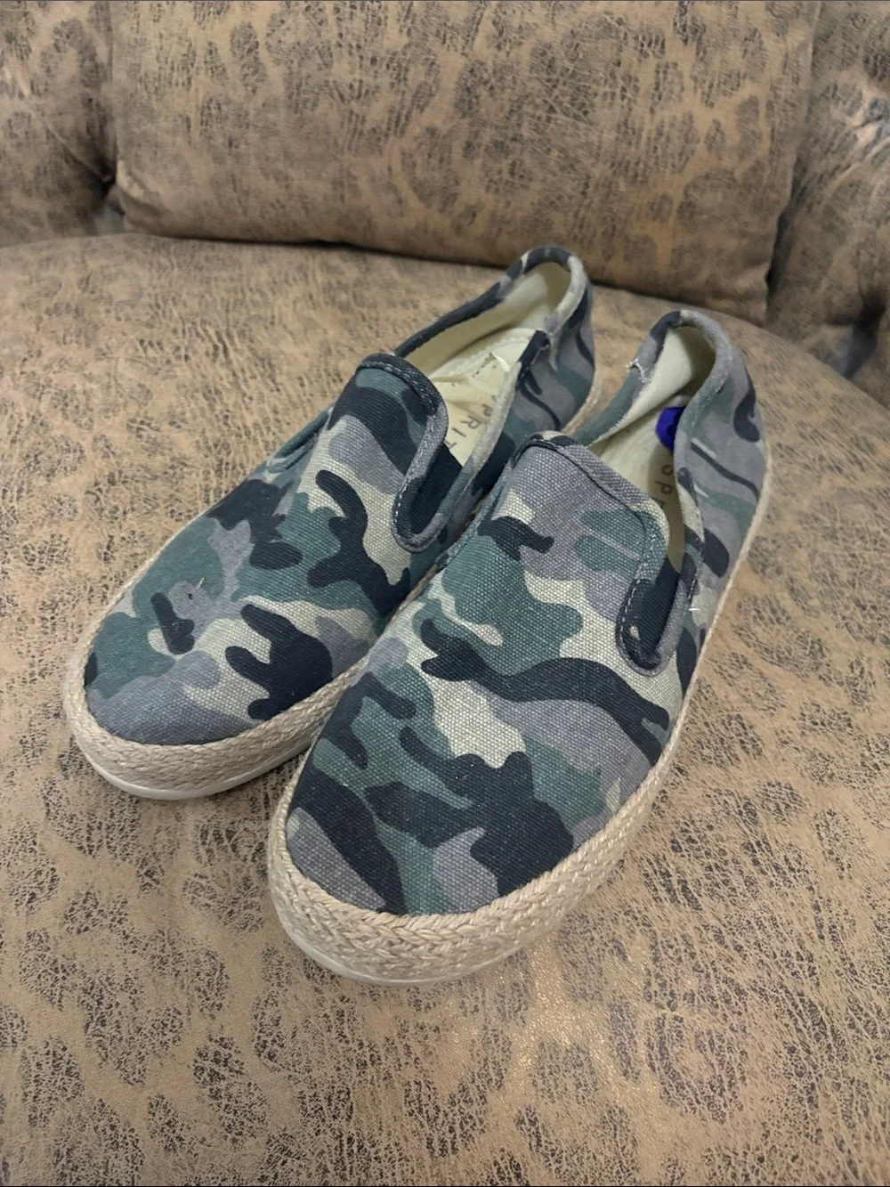 Esprit Camo Canvas Slip-On in Green and Gray